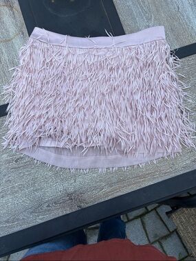 Express Feathered Mini Skirt in Blush Pink